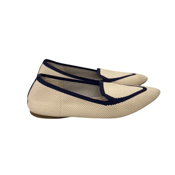 Birdies Shoes Blackbird Knit Navy Tan Pointed Toe Ballet Flats Size Women's 8.5